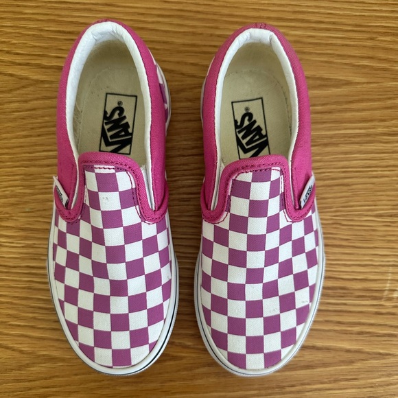 Vans Pink and White Checkered Kids Shoes - Picture 1 of 10